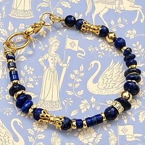 Blue Lapis Lazuli In Dainty Gold Bracelet